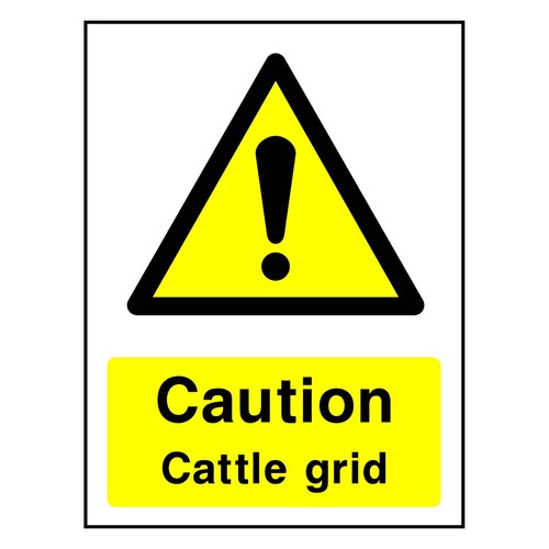 Caution cattle grid sign - cattle,