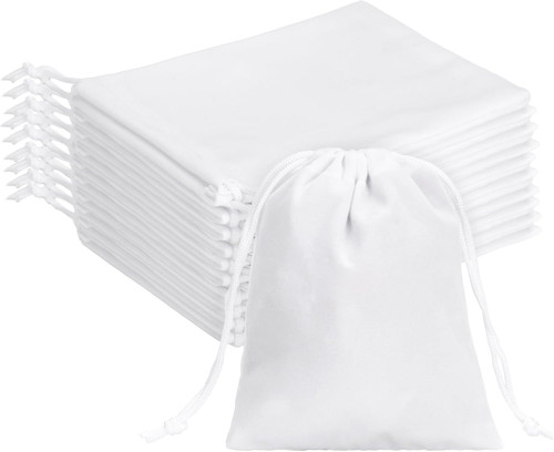 20pcs white velvet drawstring - velvet,