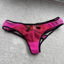 agent provocateur pink red and black lace knickers size 2