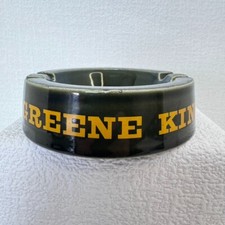 Vintage Greene King Pub Ashtray 5" Green Ceramic with Yellow Lettering  England