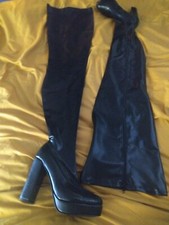100% Latex/Rubber High Leg Platform Boots Size 38 (ITV63)