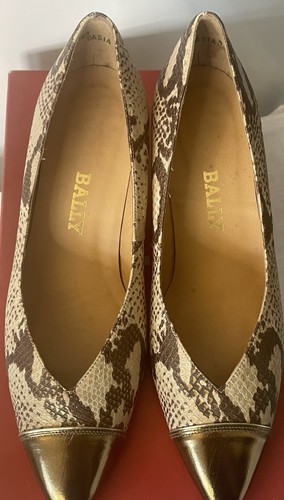 Bally snakeskin gold heeled - bally,