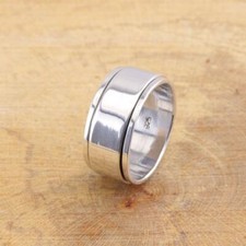 Mens Womens Plain Wide 925 Sterling Silver Spinning Thumb Finger Band Ring 11mm