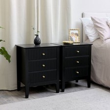 Pair of 3 Drawer Bedside Tables Hales Black Range Bedroom Furniture Set