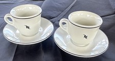 Nespresso Logo & Trim Ceramic Espresso Coffee Cup & Saucer X 2 Tognana Italy GC