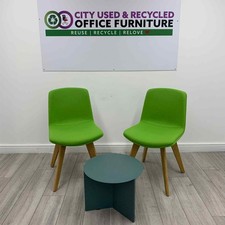 SET - 2 x Orangebox Dining Chairs, Lime Green Fabric, Oak Legs