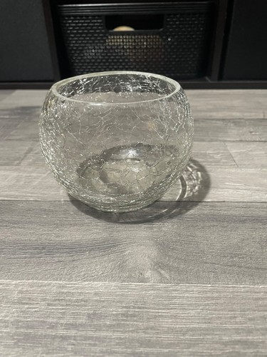 Crackle glass candle bowl - glass, 4