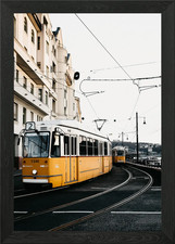 Yellow and White Tram Framed