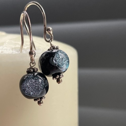 Blue black dichroic glass - black,
