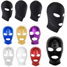 UK Unisex Latex Metallic Breathable Headgear Full Face Hood Mask Cosplay Mask 