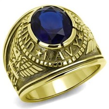 Mens gold navy ring sapphire