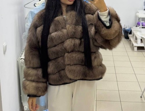 Women fur coat brown fox - coat,