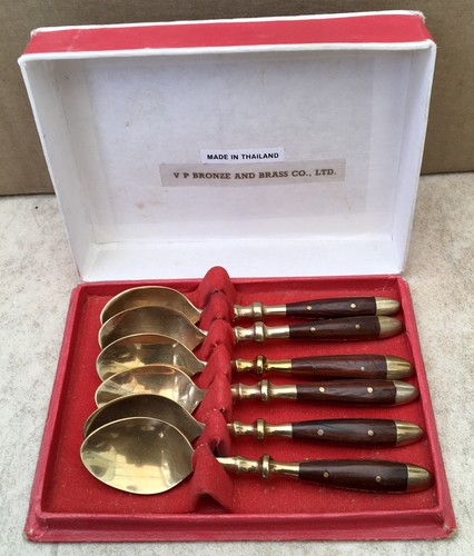 Set vintage brass spoons - vintage,