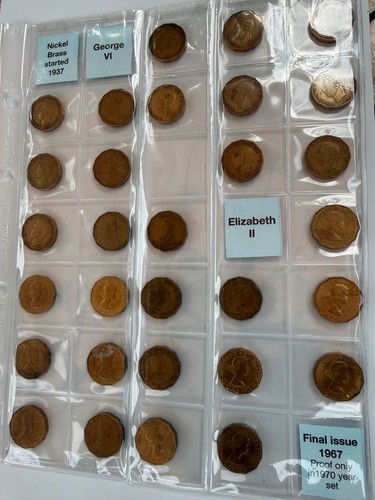 Full set brass threepence - full,