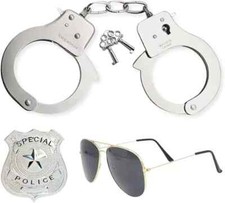Police Fancy Dress WPC Unisex Set Sunglasses Handcuffs Badge Accessories