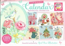 CROSS STITCH CHART - APRIL ROSE ILLUSTRATIONS CALENDAR SEPT 2015-DEC 2016 (156E)