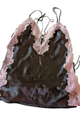 La SENZA UK 10 Black & Pink Slinky Camisole/Babydoll With Tie Side Ribbons
