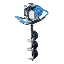 SGS 52cc Petrol Auger / Fence Post Hole Digger w/ Ground Drill Bits, Easy Start