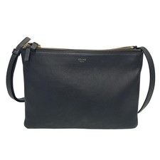 Auth CELINE Trio Large - Black Leather Shoulder Bag