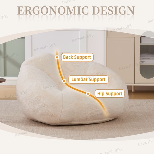 Faux fur bean bag chair - faux, lumbar