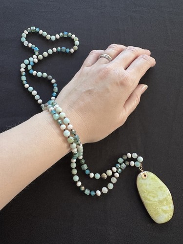 Blue green long faceted - blue,