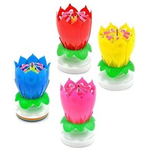 Birthday Candle Musical Lotus Flower Rotating Candle for Cake Party