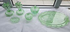 6 Piece Vintage Green Glass