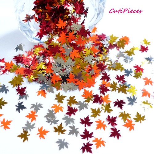 Nail art glitter maple leaf - maple,