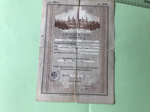 German wien 1945 - german, certificate