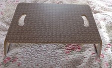 IKEA “BRADA” Portable Folding Laptop Tray/Table-White & Brown Circles Design VGC