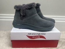 SKECHERS  Joy Boots Womens On The Go Chugga Size UK 6 Arch Fit Suede Charcoal  