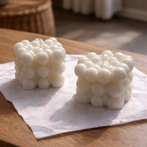 White wax bubble cube - bubble,