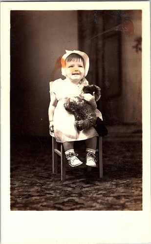 Rppc child holding teddy - of,