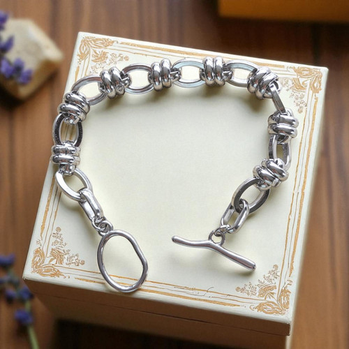 Silver toggle bracelet - silver,