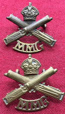Rare Pair of WW1 Motorised Machine Gun Corps Brass Collar Badges-copper lugs -KC