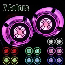 2pcs Muticolor RGB LED Car Cup Holder Light Mat Pad Drink Coaster Accessories