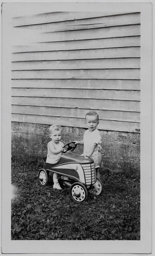 Old photo boys with pedal - old,