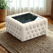 Elegant Mirrored Velvet Coffee