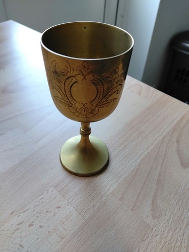 Vintage brass engraved - vintage, goblet