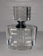 Large Vintage style Crystal / Glass & Chrome Perfume Bottle With Dipper