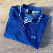 Hugo Boss Mens Size Large L Slim Fit Polo T Shirt Genuine Blue