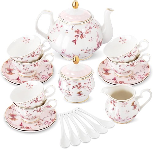 Fanquare pieces pink leaves - 21,