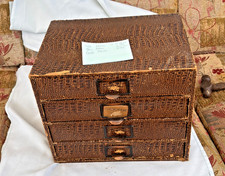 Vintage Office Lovely faux-snakeskin flight of filing drawers Old has marks