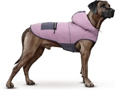 Dog Coat with Hood, Winter Warm Jacket Windproof, Harness Hole & Fleece Lining