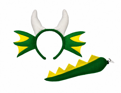 Green dragon headband with - green,