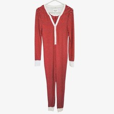 Abercrombie Fitch One Piece Henley Christmas Pajamas Small Stripe Holiday Winter