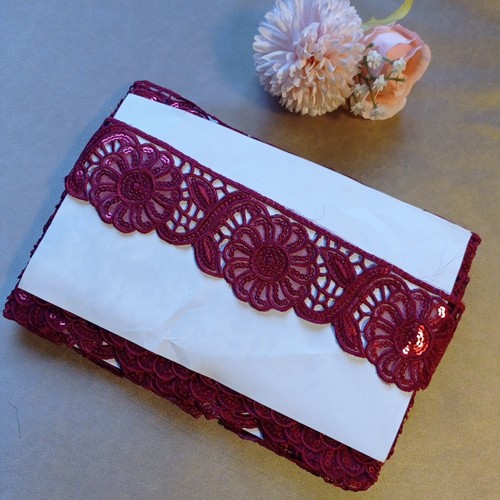 Sequin embroidery maroon - sequin,