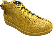 TRAVEL FOX Mens Malibu Yellow Nappa Leather Round Toe Lace-Up Mid-Top 915601-011