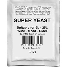 Super Wine Yeast 5-25L Homebrew Wine, Mead, Cider, Ginger Beer, Turbo Cider