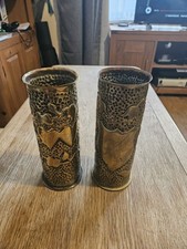 2 x Trench Art Shell Casings WW1 Brass Decorative 9inch